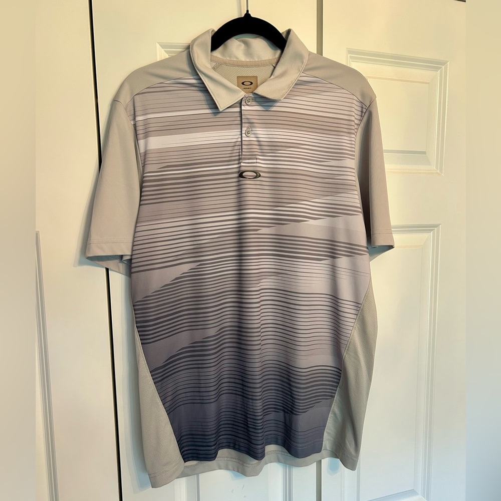 Oakley Gray Patterned Men's Polo Shirt